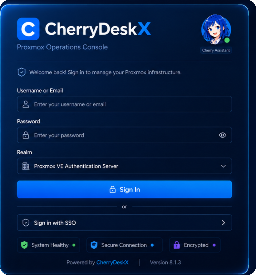 CherryDeskX login experience